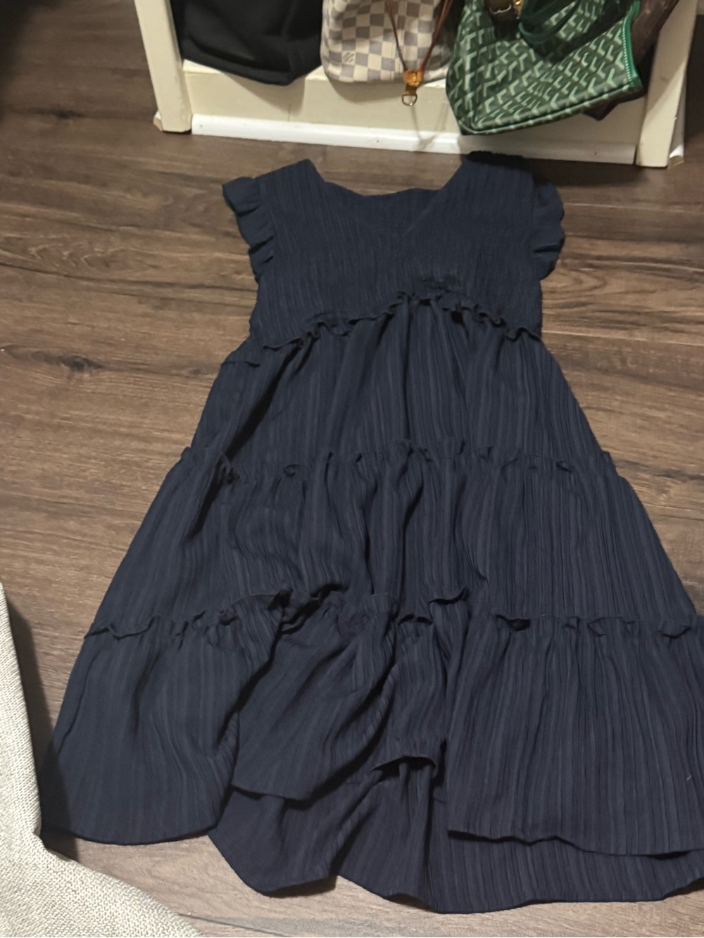 Navy Tiered Ruffle Casual Dress
